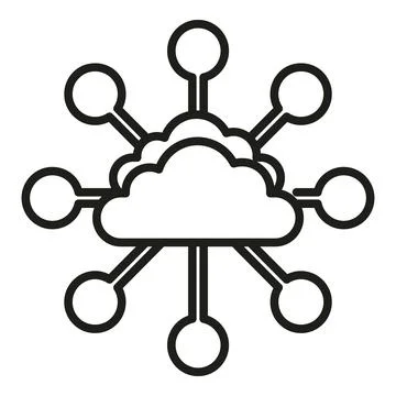 Blockchain cloud icon outline vector. Block chain イラスト素材