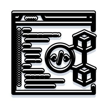 Blockchain coding smart contract development programming icon 库存插图