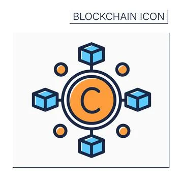 Blockchain color icon Illustrazione stock