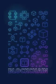 Blockchain colored vertical poster or illustration イラスト素材