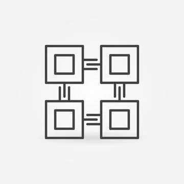 Blockchain Computer Technology linear vector concept icon Stock Illustration