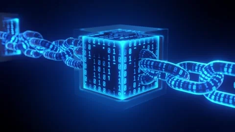 Blockchain concept with binary code Stock Footage 262141356