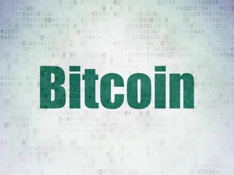 Blockchain concept: Bitcoin on Digital Data Paper background 스톡 일러스트