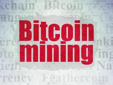 Blockchain concept: Bitcoin Mining on Digital Data Paper background 스톡 일러스트