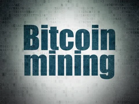 Blockchain concept: Bitcoin Mining on Digital Data Paper background 스톡 일러스트