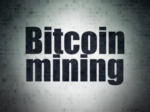 Blockchain concept: Bitcoin Mining on Digital Data Paper background 스톡 일러스트