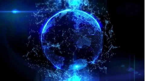 Blockchain Concept: Chain of Network Connections – Futuristic 3D Rendering Stock Footage 305917827