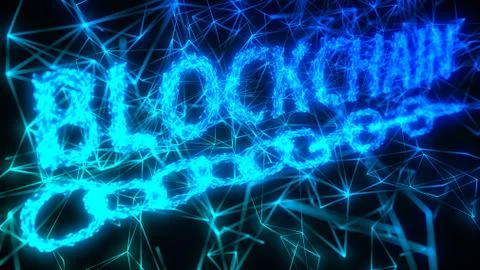 Blockchain concept with connected line data forms. 3d illustration Stock Illustration