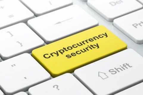 Blockchain concept: Cryptocurrency Security on computer keyboard background Stock Illustration