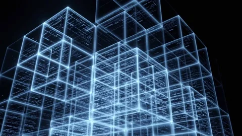 Blockchain concept, Cube big data spin Stock Footage 260722223