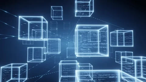 Blockchain concept, Cube with digital data code inside. Stock Footage 260722118