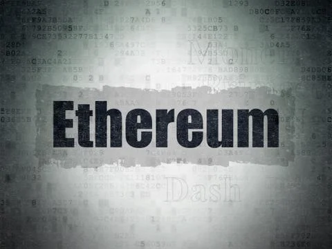Blockchain concept: Ethereum on Digital Data Paper background Stockillustratie