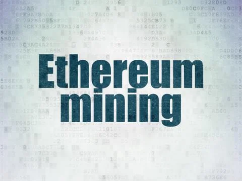 Blockchain concept: Ethereum Mining on Digital Data Paper background 스톡 일러스트