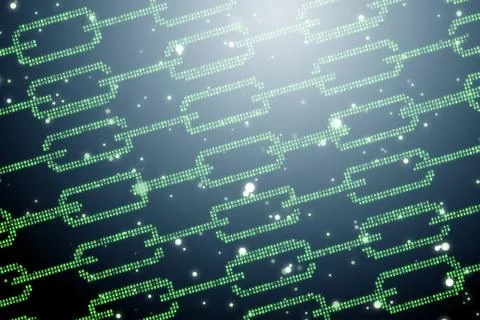Blockchain concept as futuristic idea of database - 3d rendering Stock Photos