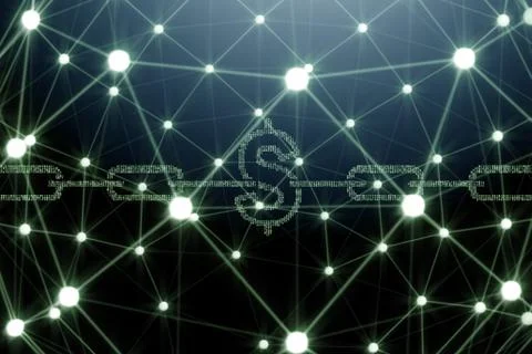 Blockchain concept as futuristic idea of database - 3d rendering Stock Photos