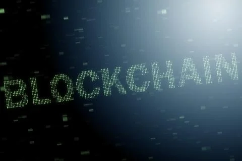 Blockchain concept as futuristic idea of database - 3d rendering Stock Photos
