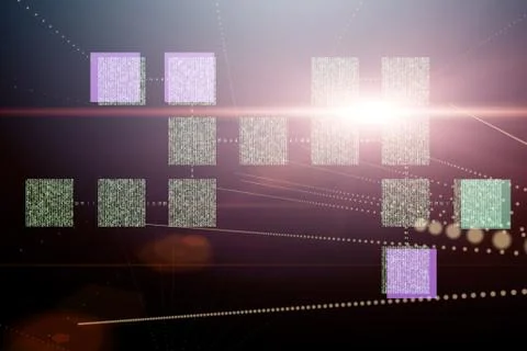 Blockchain concept as futuristic idea of database - 3d rendering Stock Photos