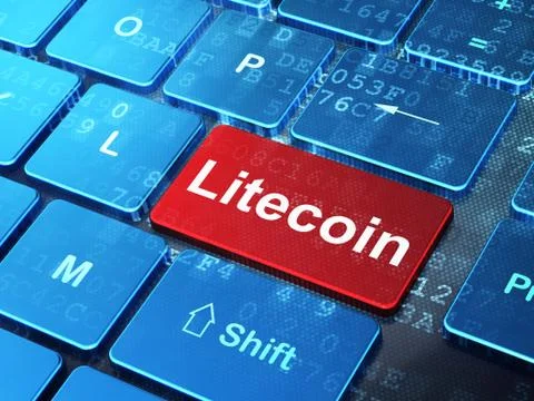 Blockchain concept: Litecoin on computer keyboard background Stock Illustration