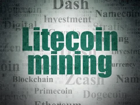 Blockchain concept: Litecoin Mining on Digital Data Paper background Stockillustratie