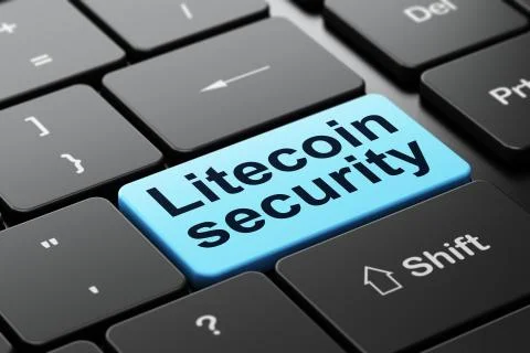 Blockchain concept: Litecoin Security on computer keyboard background Illustrazione stock