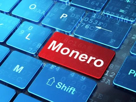 Blockchain concept: Monero on computer keyboard background Illustrazione stock