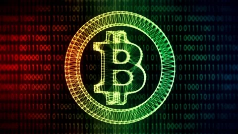 Blockchain Concept over Blue Futuristic Background digital currency mining BTC. Stock Footage 336443384