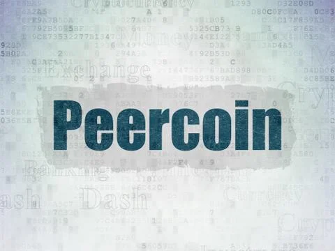 Blockchain concept: Peercoin on Digital Data Paper background Illustrazione stock