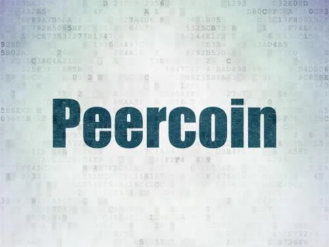 Blockchain concept: Peercoin on Digital Data Paper background Illustrazione stock