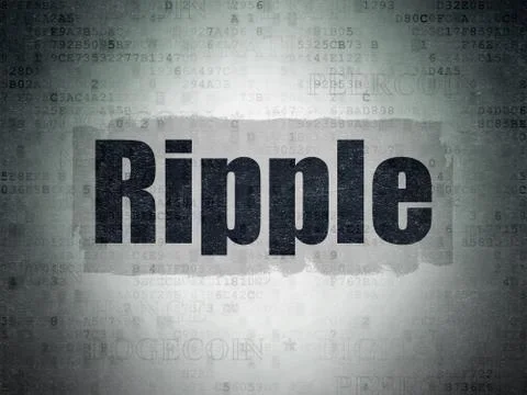 Blockchain concept: Ripple on Digital Data Paper background Illustrazione stock