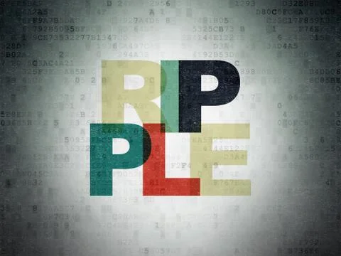 Blockchain concept: Ripple on Digital Data Paper background Illustrazione stock