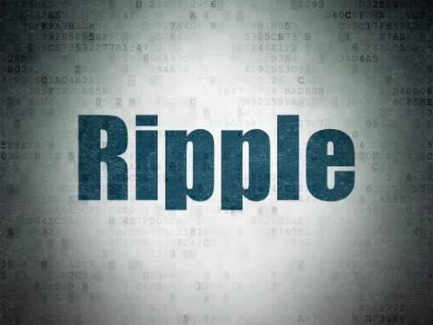 Blockchain concept: Ripple on Digital Data Paper background Illustrazione stock