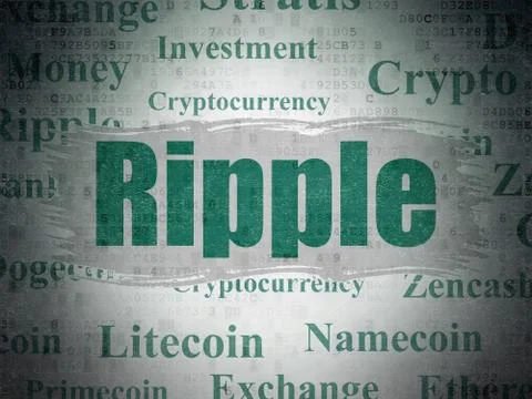 Blockchain concept: Ripple on Digital Data Paper background Illustrazione stock
