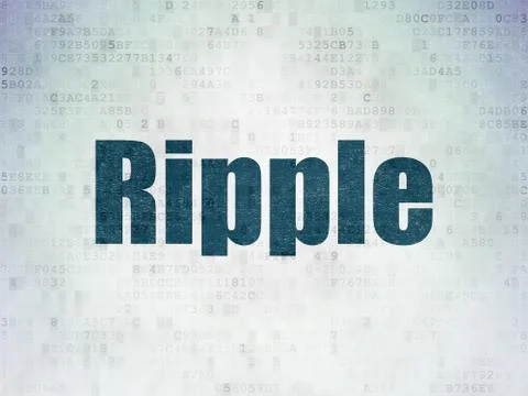 Blockchain concept: Ripple on Digital Data Paper background Illustrazione stock