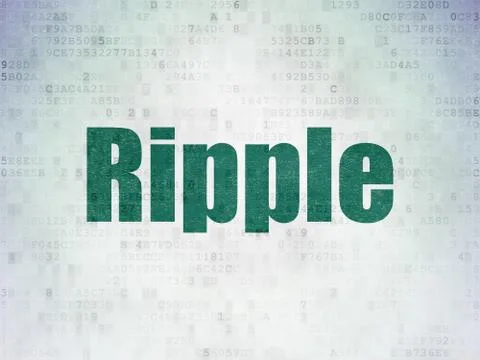 Blockchain concept: Ripple on Digital Data Paper background Illustrazione stock