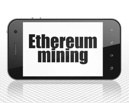 Blockchain concept: Smartphone with Ethereum Mining on display Stock Illustration