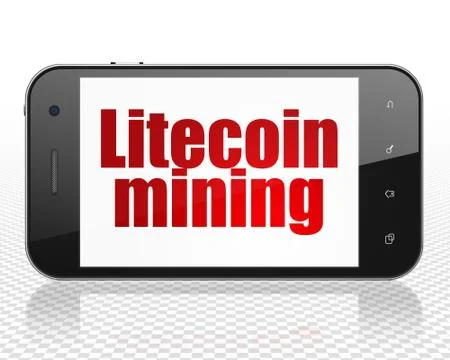 Blockchain concept: Smartphone with Litecoin Mining on display イラスト素材