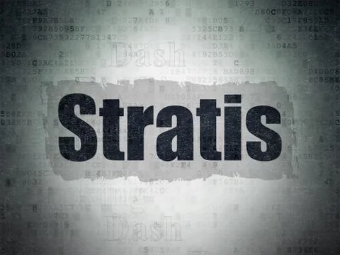 Blockchain concept: Stratis on Digital Data Paper background Illustrazione stock