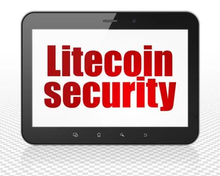Blockchain concept: Tablet Pc Computer with Litecoin Security on display Ilustración de archivo