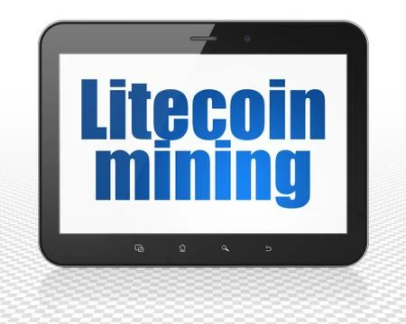 Blockchain concept: Tablet Pc Computer with Litecoin Mining on display Stockillustratie