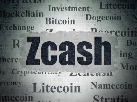 Blockchain concept: Zcash on Digital Data Paper background Illustrazione stock