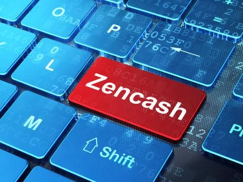 Blockchain concept: Zencash on computer keyboard background イラスト素材