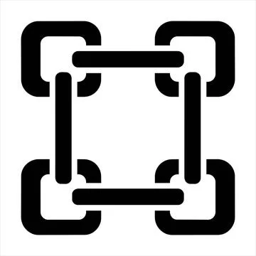 Blockchain connected square link icon with full details prompt and 8K ultra 库存插图