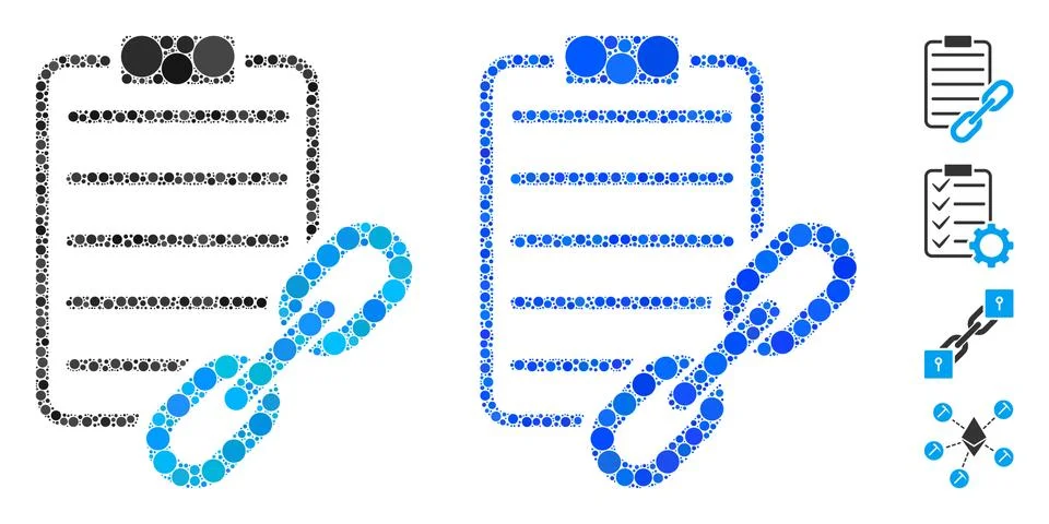 Blockchain Contract Composition Icon of Round Dots Illustrazione stock