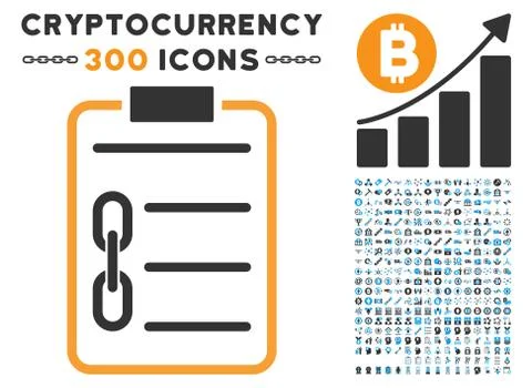Blockchain Contract Flat Icon with Collection Ilustração Stock