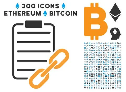 Blockchain Contract Flat Icon with Ilustração Stock