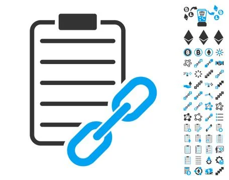Blockchain Contract Icon with Bonus Symbols Ilustração Stock