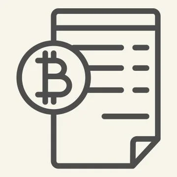 Blockchain contract line icon. Bitcoin document vector illustration isolated on Stock Illustration