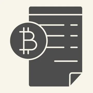 Blockchain contract solid icon. Bitcoin document vector illustration isolated on Illustrazione stock