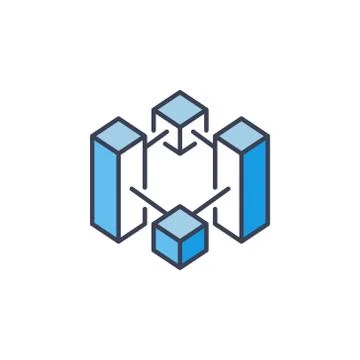 Blockchain crypto blue icon. Vector cryptocurrency symbol Stock Illustration