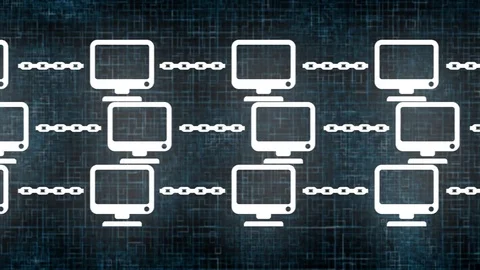 Blockchain crypto currency digital encryption network for world money Stock Footage 79548361